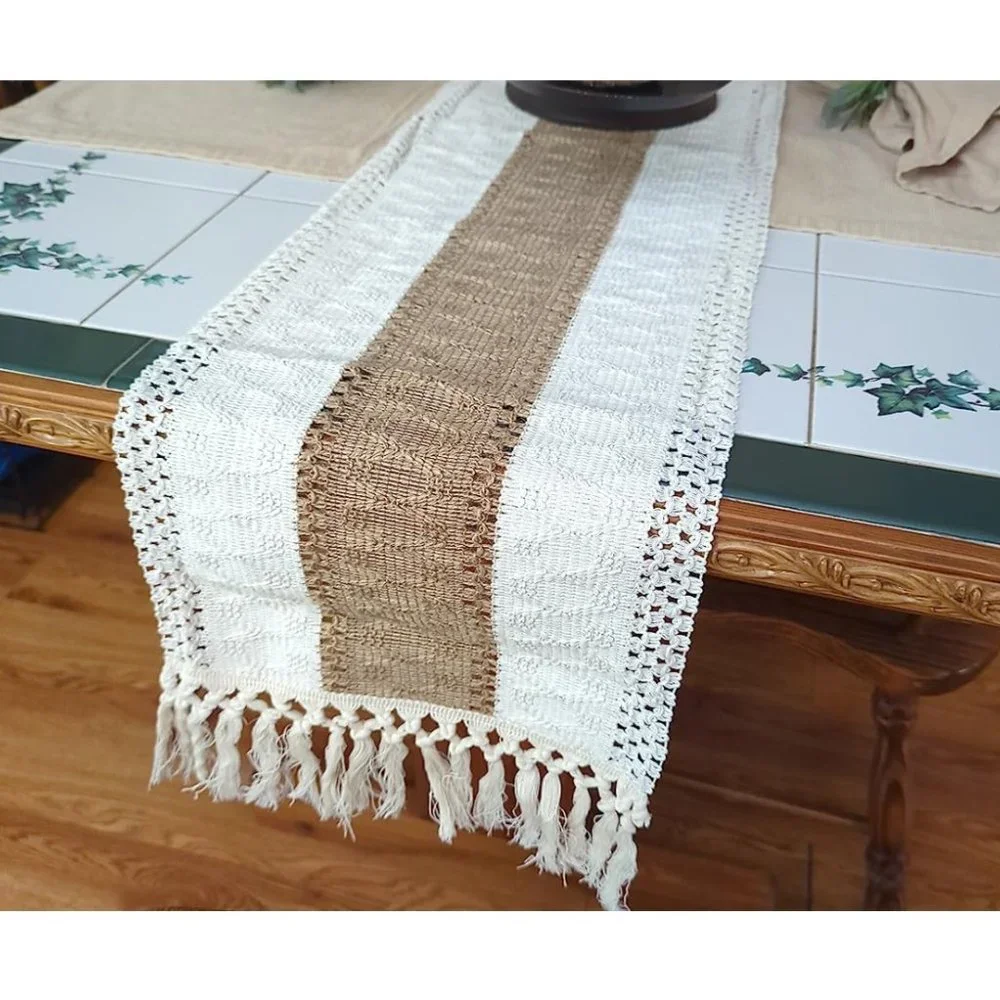 Farmhouse Table Runner Rustic Bohemian Boho Cottage Decor Long Dining Cloth 90